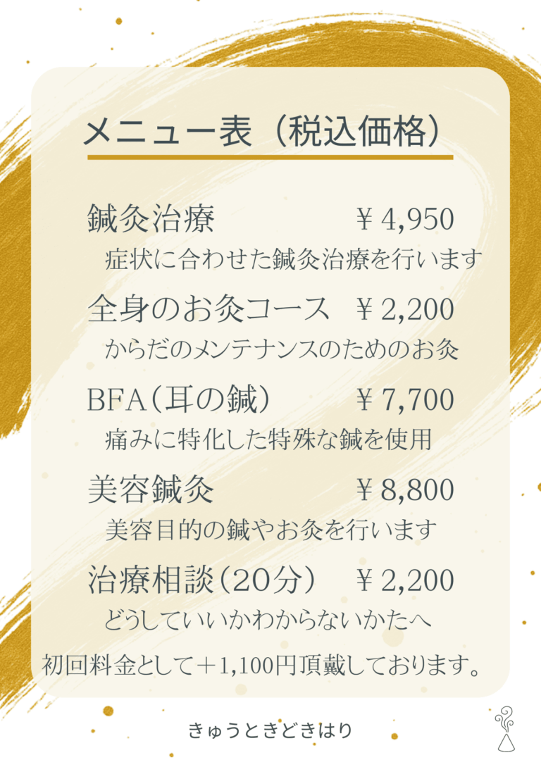 鍼灸治療諏訪市料金表